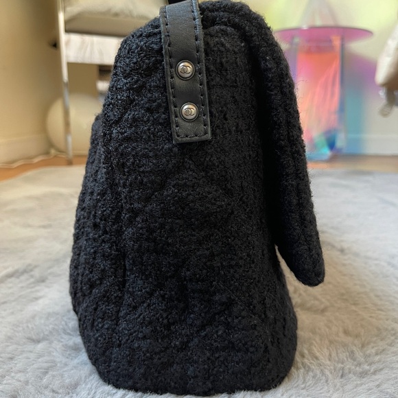 Chanel Vintage 2009 XL Maxi Jumbo Black Tweed 2.55 Reissue Bouclé Messenger Bag - Picture 6 of 17